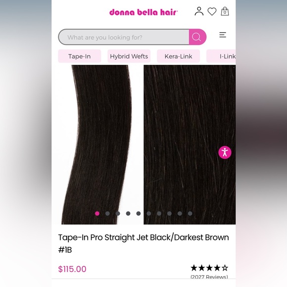 ❌SOLD❌ NWT Donna Bella 22” Straight Tape Ins Color 1B Darkest Brown/Jet Black - Picture 2 of 5